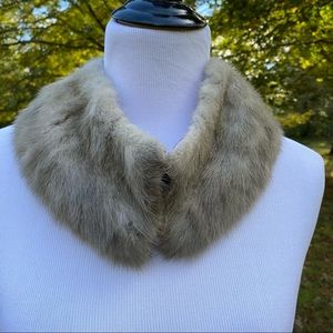 VINTAGE FUR COLLAR GRAY MINK ACCESSORY LUXURY WRAP 2 Hook Eye MOB WIFE